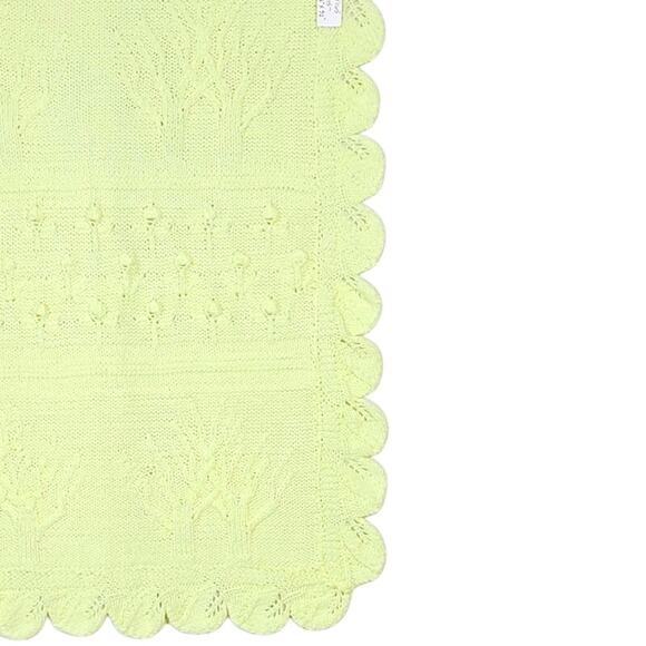 Baby Receiving Blanket Knitted Handmade 25" x 32" Yellow PRE-OWNED - Picture 4 of 4